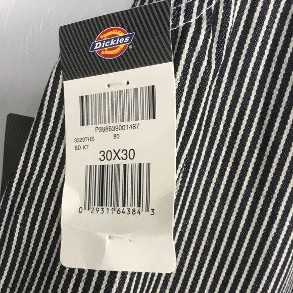 Dickies bib overalls hickory striped cotton unisex size 30 x 30 NWT - Picture 4 of 4